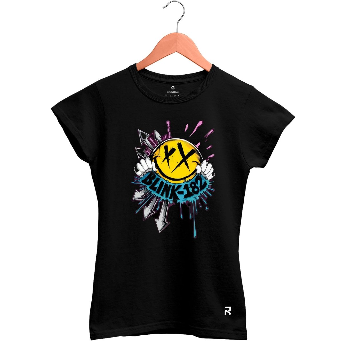 Camiseta Baby Look Feminina Blink-182 - Clube Rock - P - Preta -