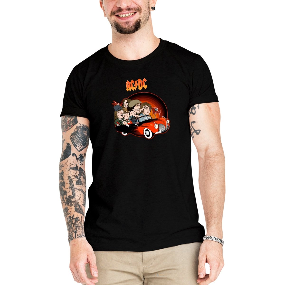 Camiseta Masculina ACDC Carro - Clube Rock - P-MASC-008-BC - P - Branca -