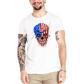 Camiseta Masculina Caveira USA - Clube Rock - P-MASC-020-BC - P - Branca -