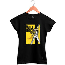 Camiseta Baby Look Feminina Freddie Mercury - Clube Rock - P - Preta -