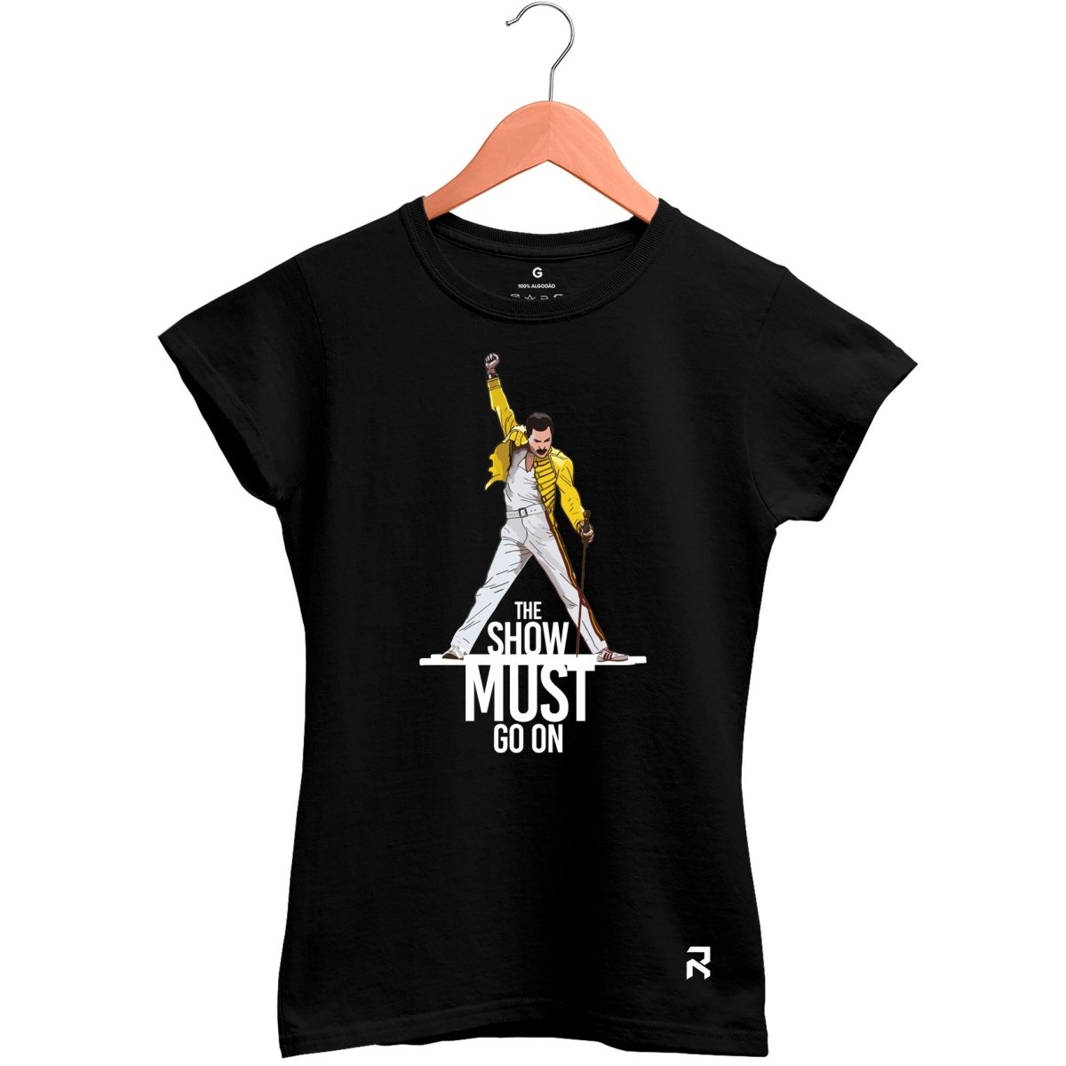 Camiseta Baby Look Feminina Freddie Mercury Must - Clube Rock - P - Preta -