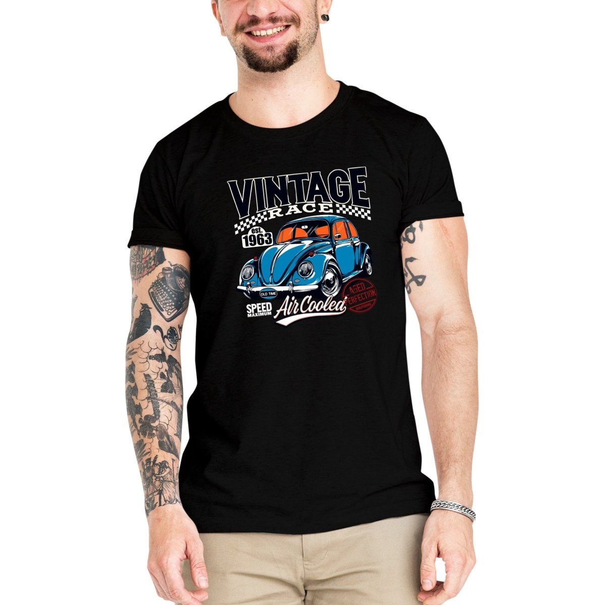 Camiseta Masculina Fusca Race - Clube Rock - P-MASC-027-BC - P - Branca -