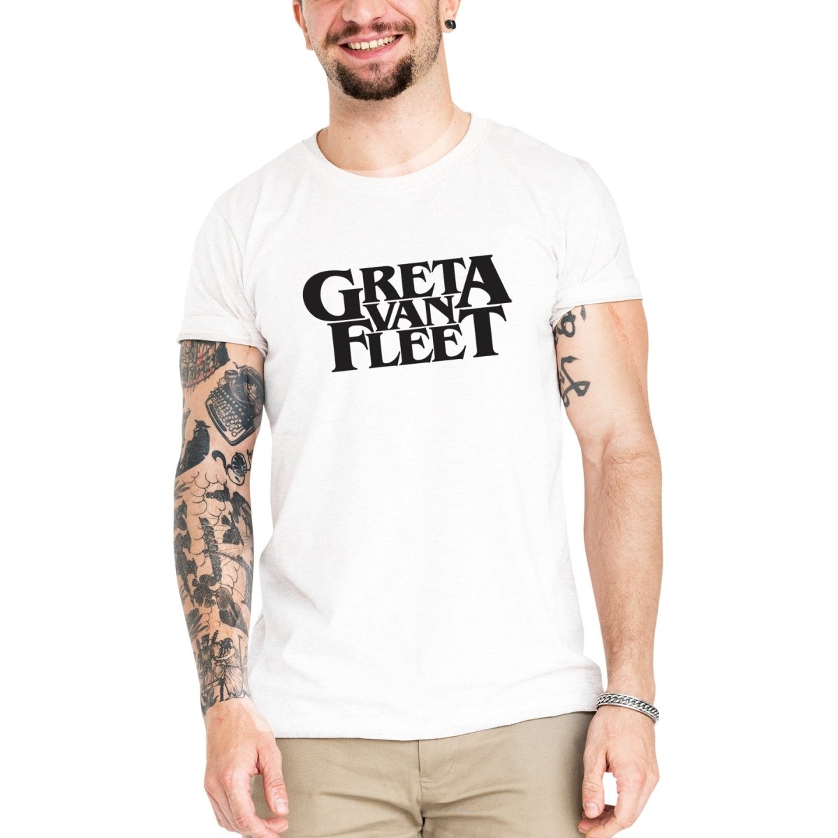 Camiseta Masculina Greta Van Fleet - Clube Rock - P - Branca -