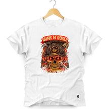 Camiseta Masculina Guns N' Roses Caver - Clube Rock - P - Branca -