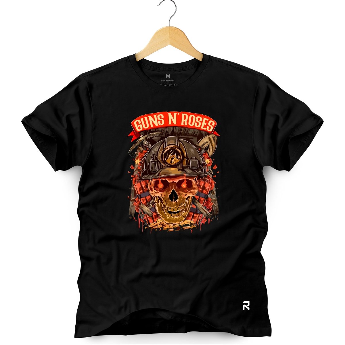 Camiseta Masculina Guns N' Roses Caver - Clube Rock - P - Preta -