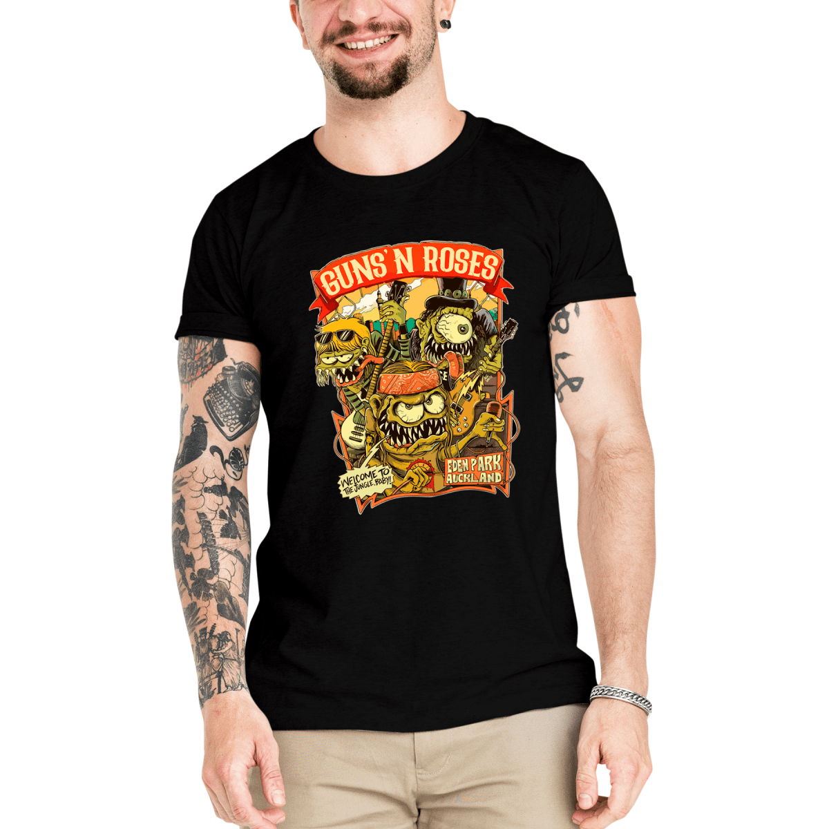 Camiseta Masculina Guns N' Roses Jungle - Clube Rock - P - Branca -