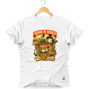 Camiseta Masculina Guns N' Roses Jungle - Clube Rock - P - Branca -