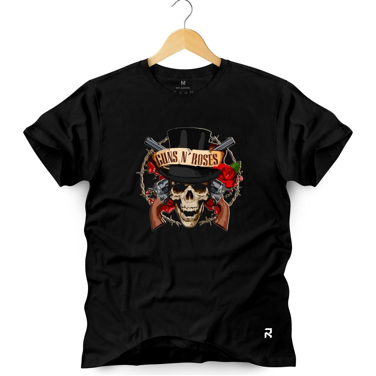 Camiseta Masculina Guns N' Roses Flower - Clube Rock - P-MASC-030-PT - P - Preta -