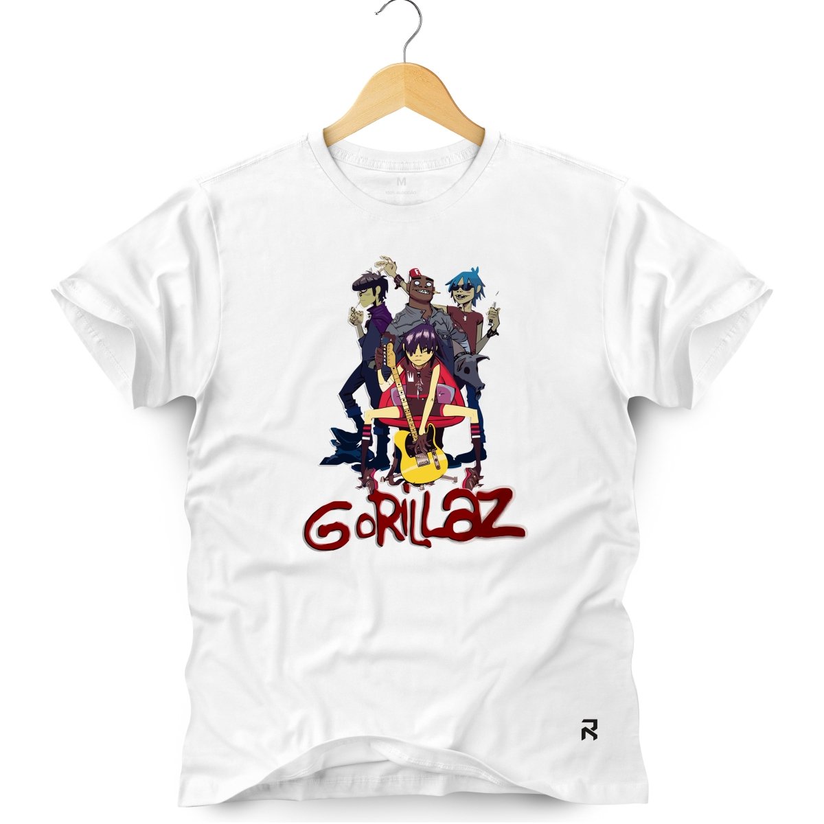 Camiseta Masculina Gorillaz Banda - Clube Rock - P - Branca -