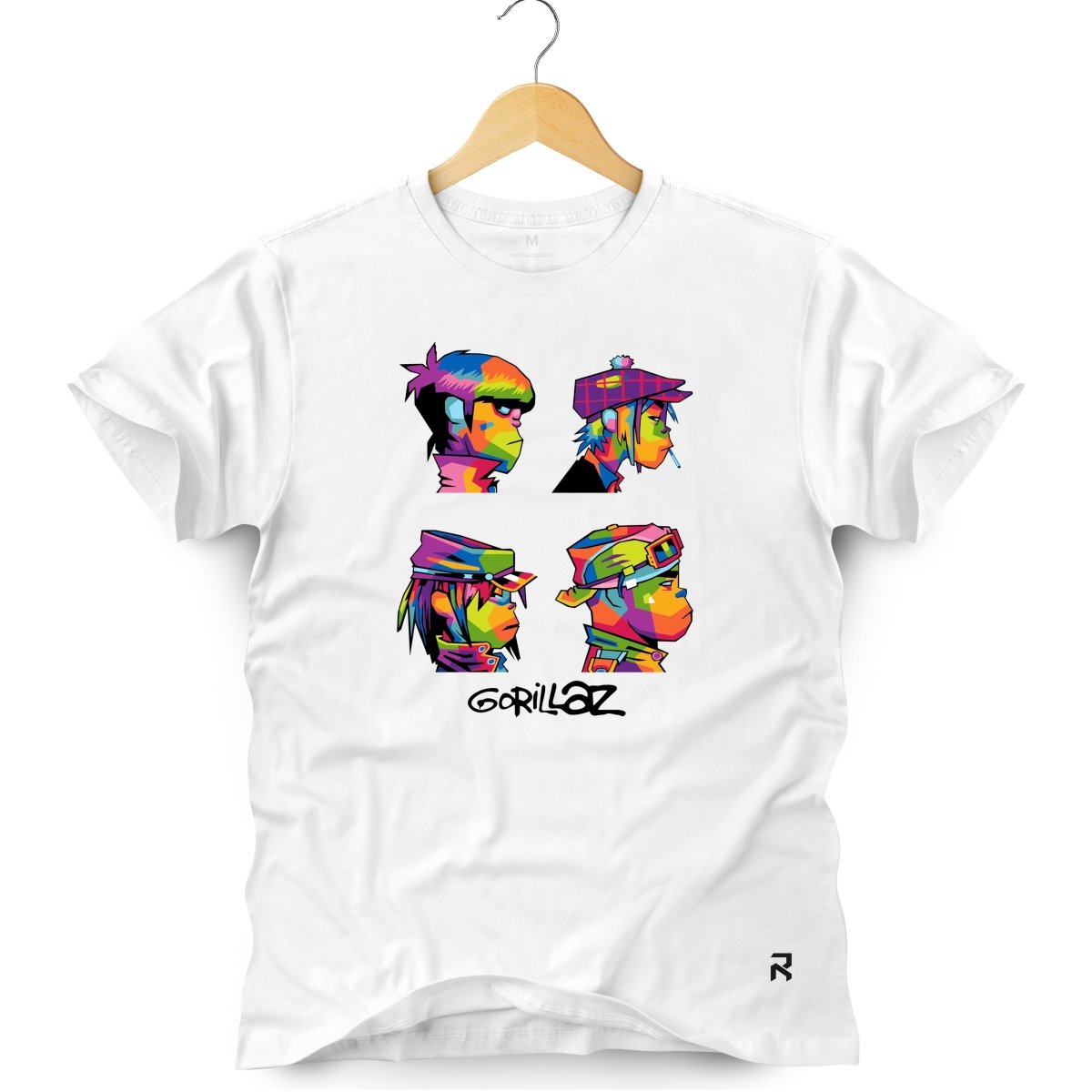 Camiseta Masculina Gorillaz Rostos - Clube Rock - P - Branca -