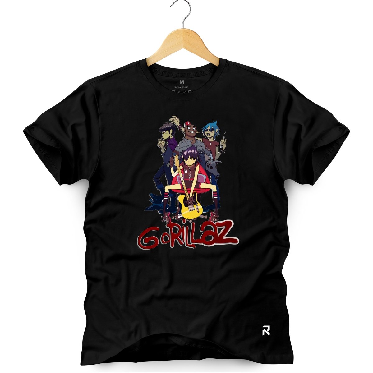 Camiseta Masculina Gorillaz Banda - Clube Rock - P - Preta -