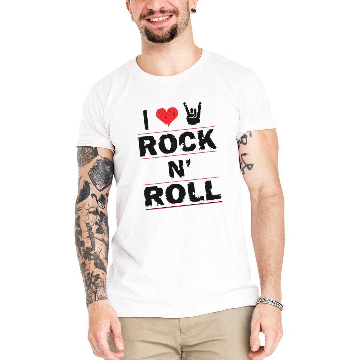 Camiseta Masculina I Love Rock - Clube Rock - P-MASC-039-BC - P - Branca -