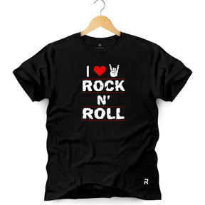 Camiseta Masculina I Love Rock - Clube Rock - P-MASC-038-PT - P - Preta -