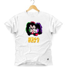 Camiseta Masculina Kiss Rostos - Clube Rock - P - Branca -