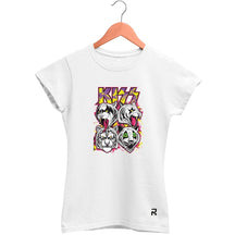 Camiseta Baby Look Feminina Kiss Lyon - Clube Rock - P - Branca -