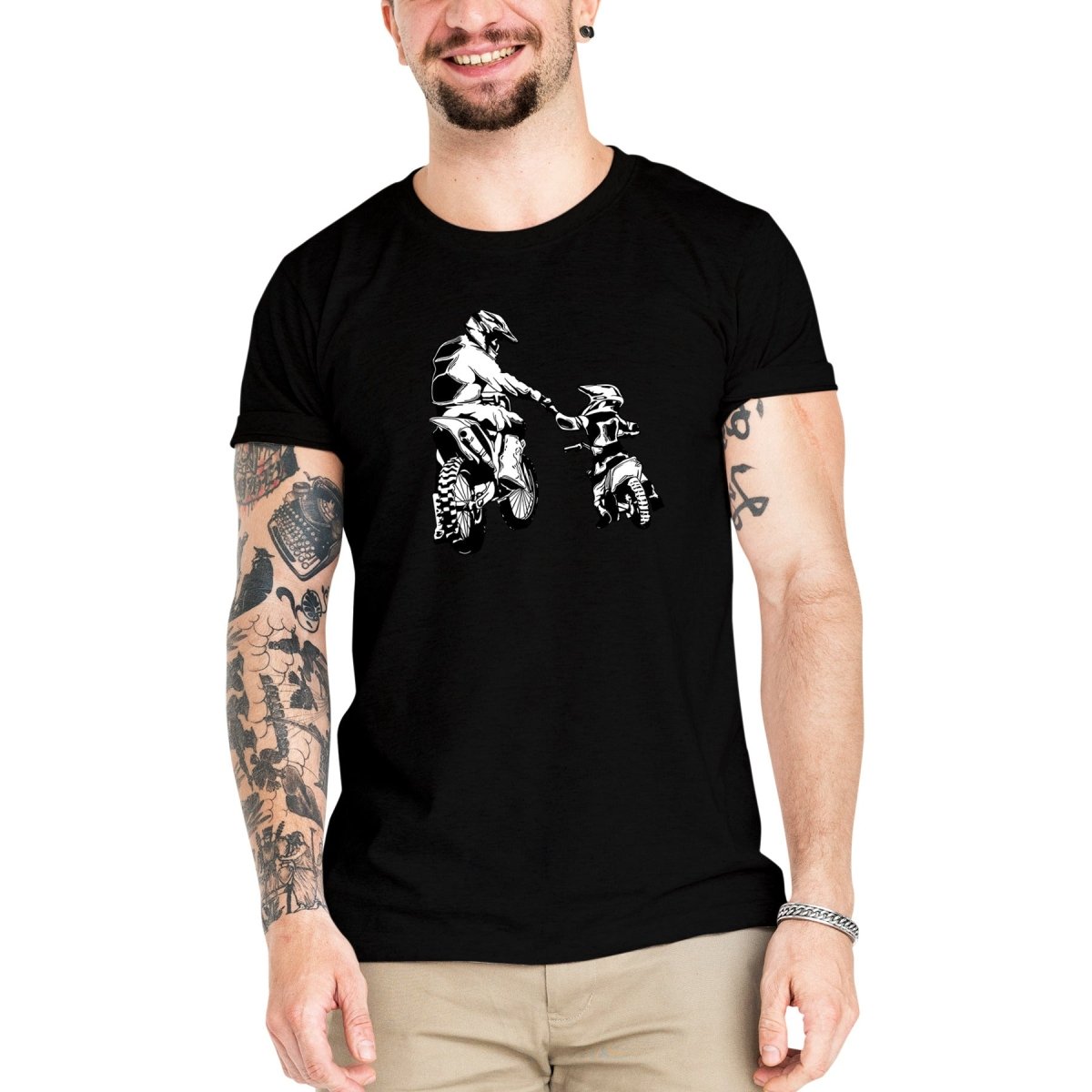 Camiseta Masculina MotoCross Pai e Filho - Clube Rock - P-MASC-064-BC - P - Branca -