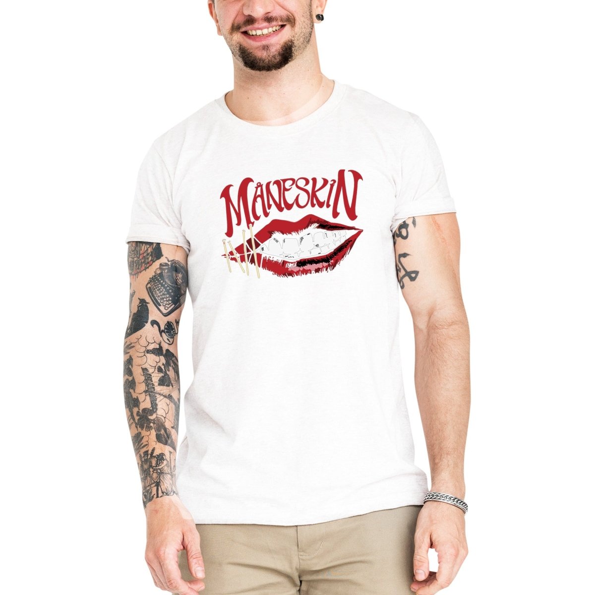 Camiseta Masculina Maneskin - Clube Rock - P - Branca -