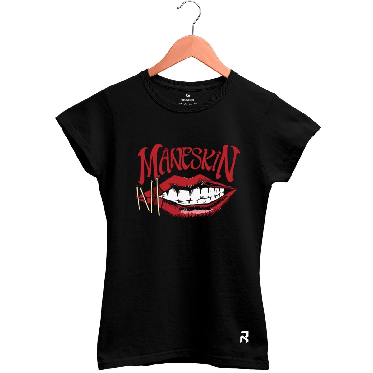 Camiseta Baby Look Feminina Maneskin - Clube Rock - P - Preta -