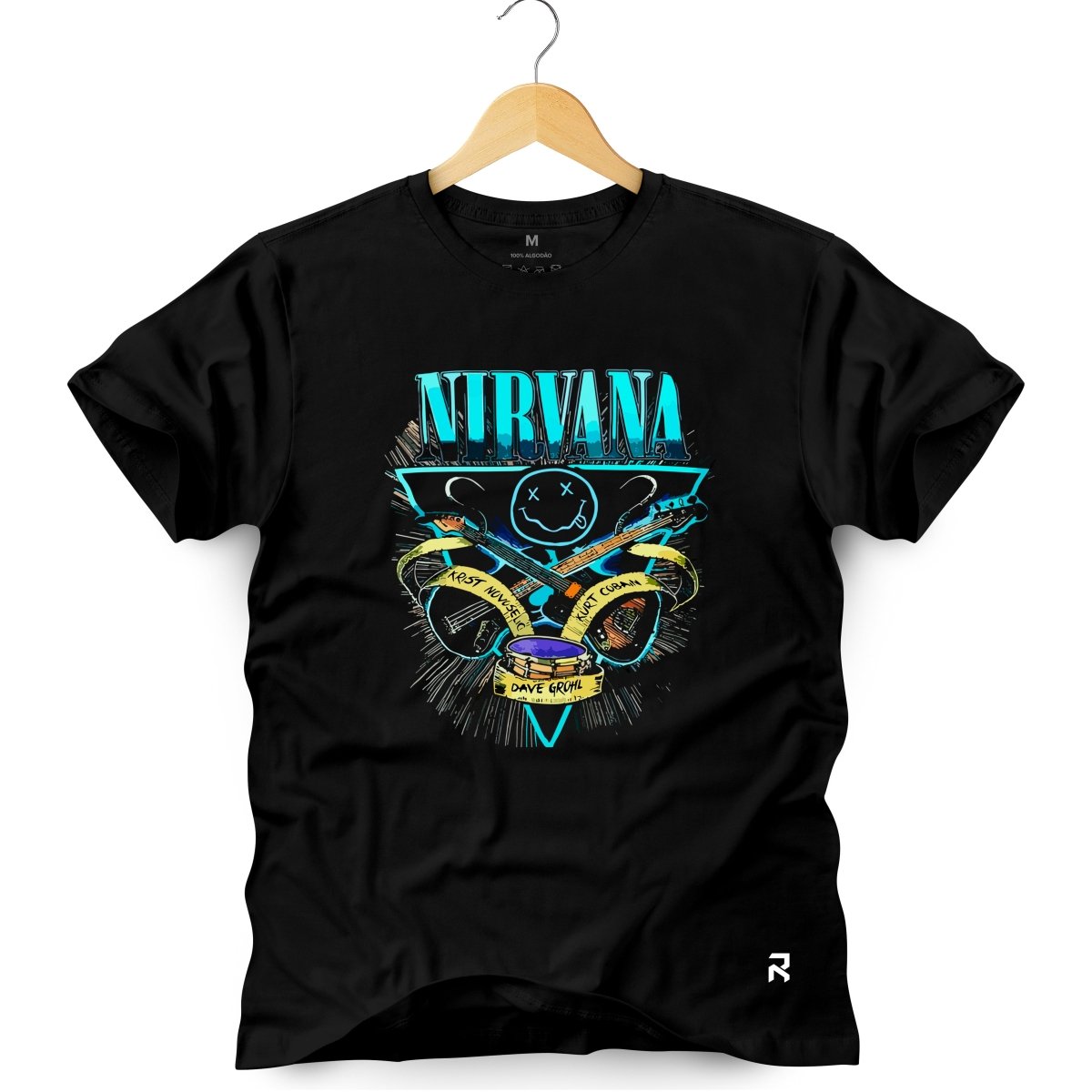 Camiseta Masculina Nirvana Instrumentos - Clube Rock - P - Preta -