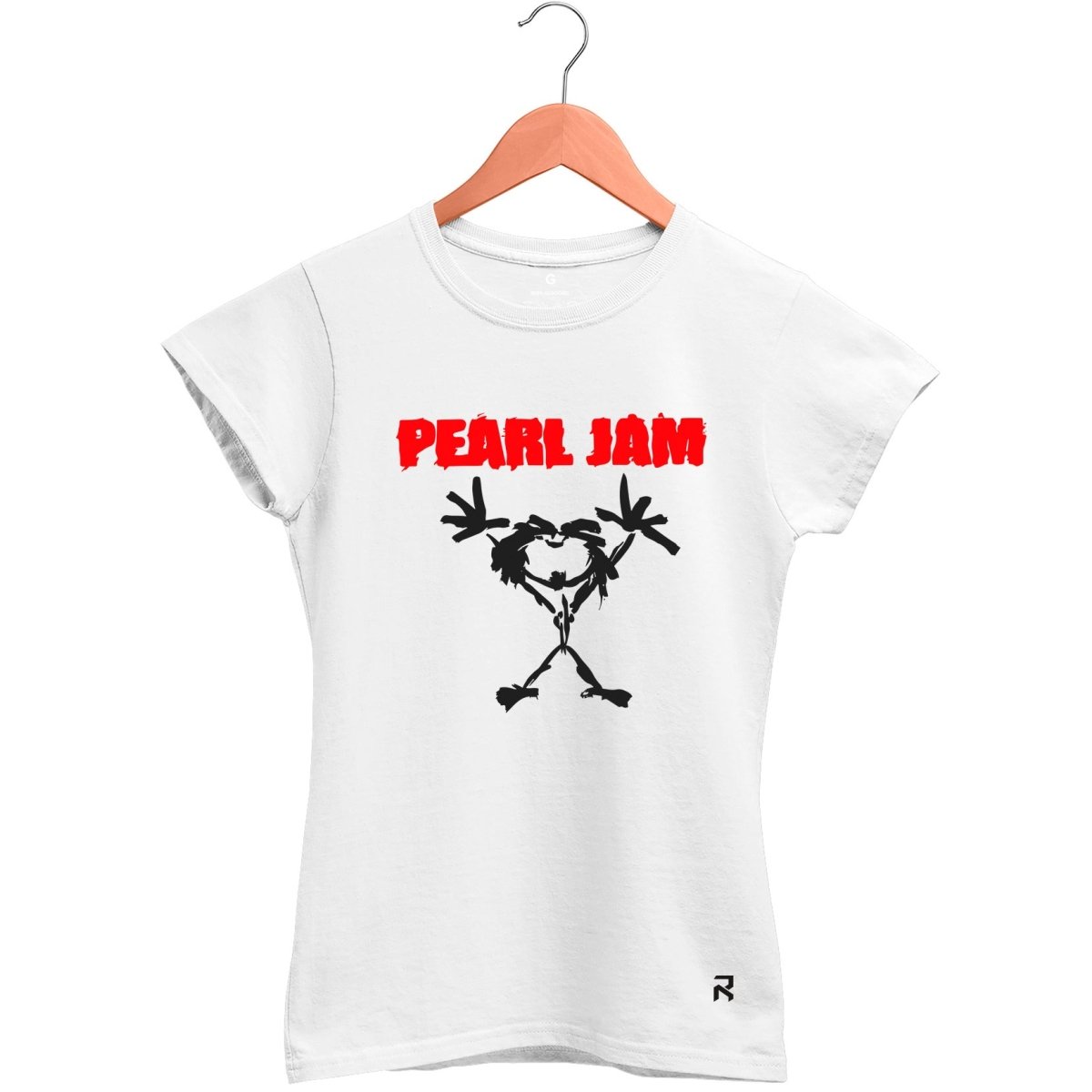 Camiseta Baby Look Feminina Pearl Jam - Clube Rock - P - Branca -