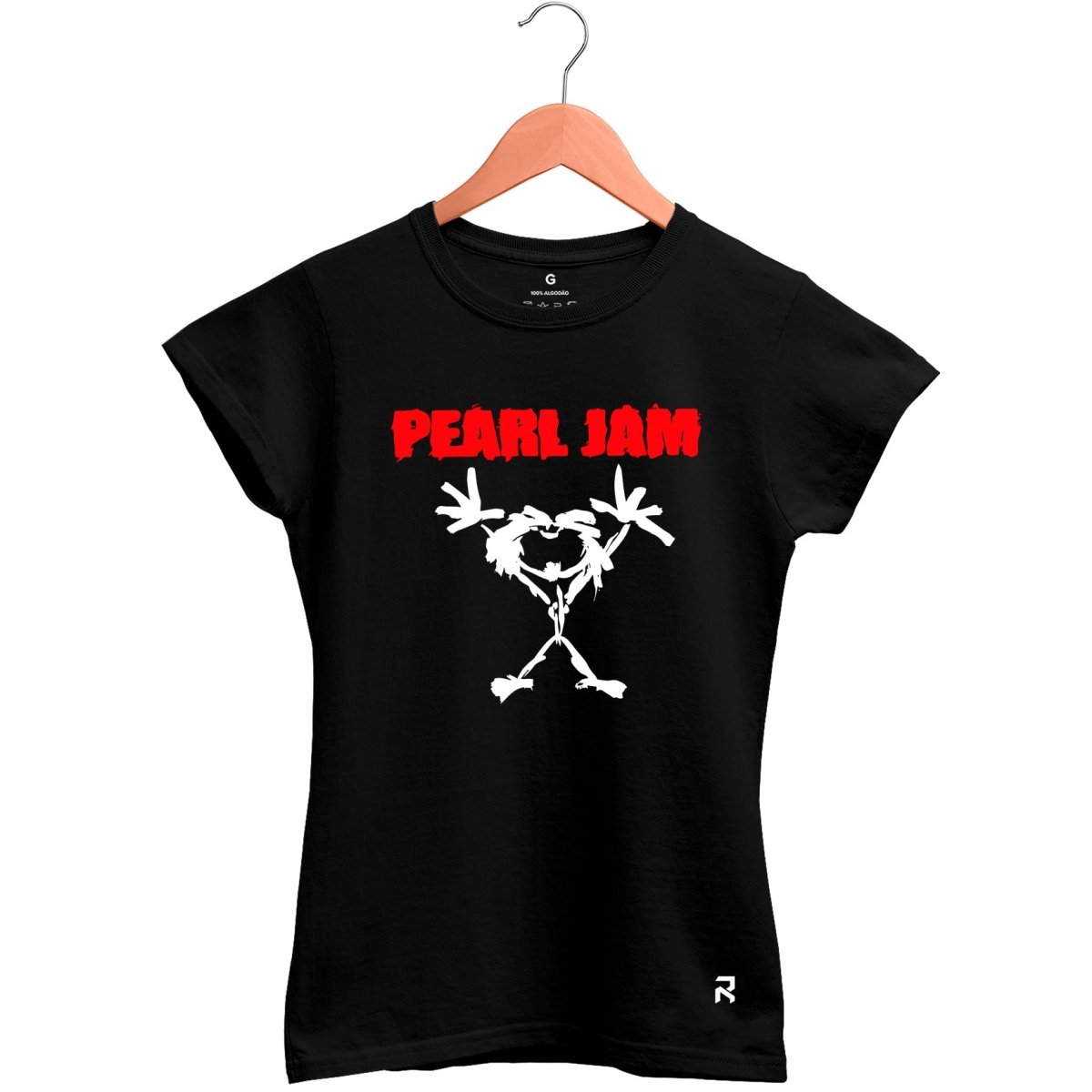 Camiseta Baby Look Feminina Pearl Jam - Clube Rock - P - Preta -