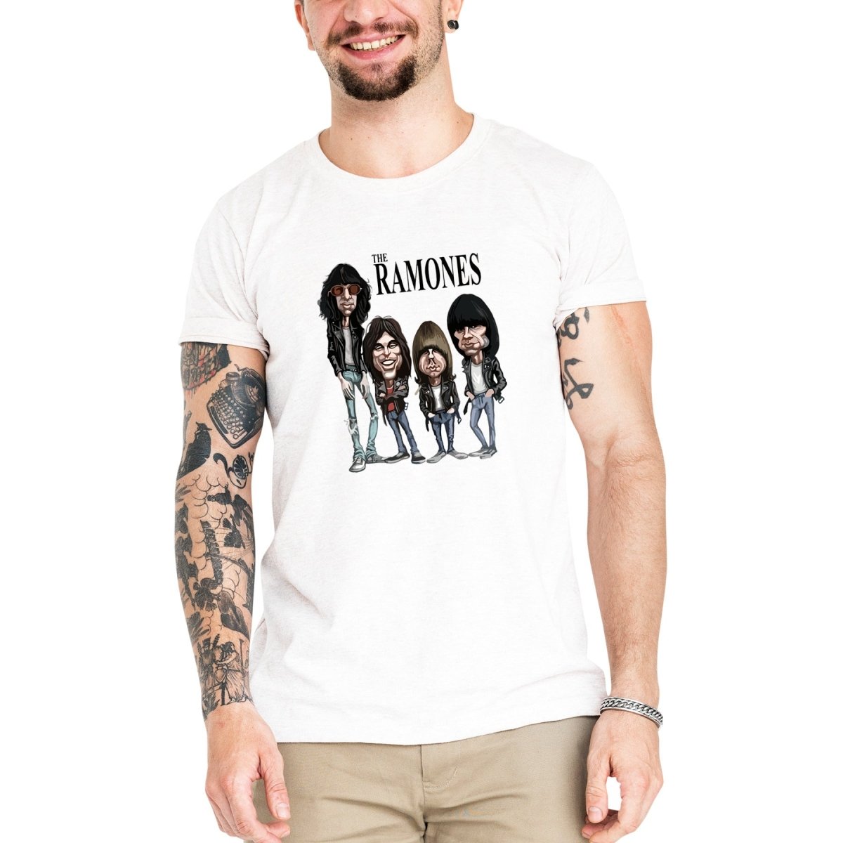 Camiseta Masculina Ramones Banda - Clube Rock - P - Branca -