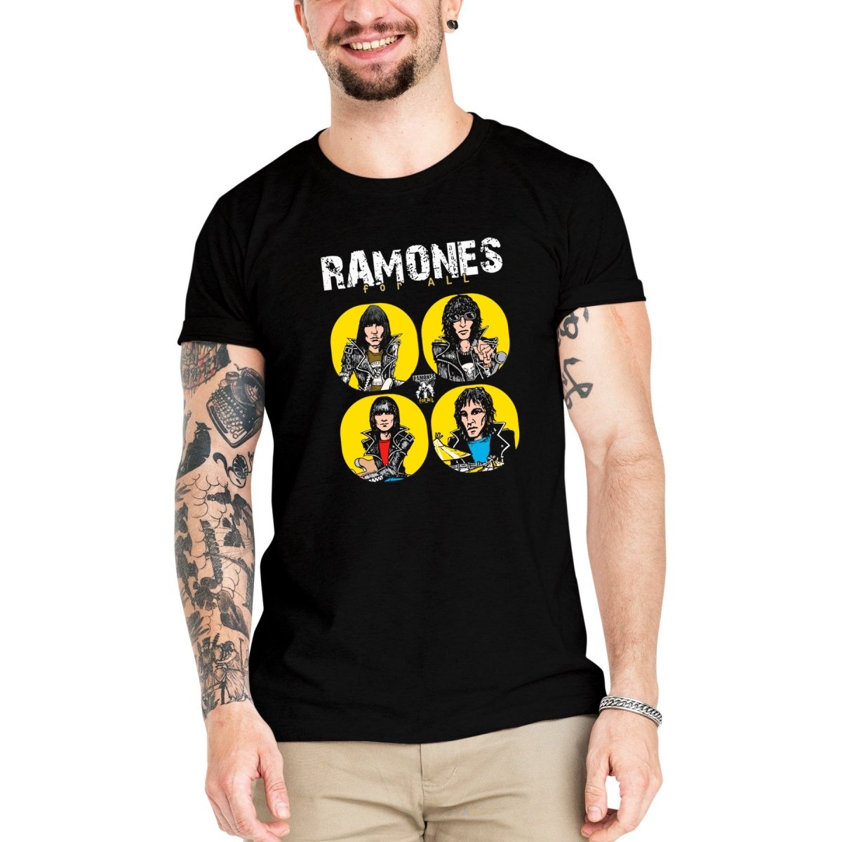 Camiseta Masculina Ramones Rostos - Clube Rock - P - Preta -