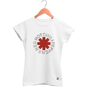 Camiseta Baby Look Feminina Red Hot Chili Peppers - Clube Rock - P - Branca -