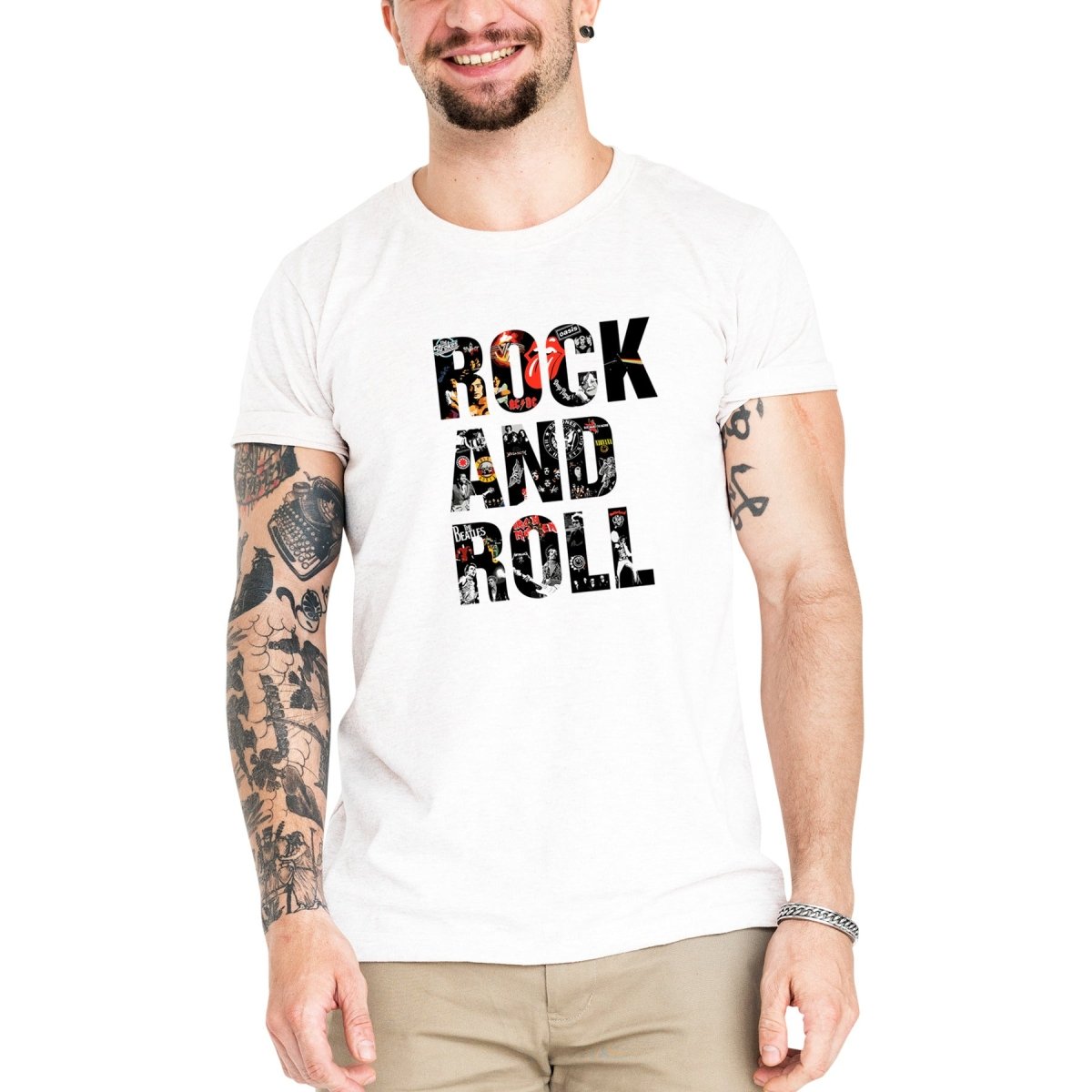 Camiseta Masculina Rock And Roll Bandas - Clube Rock - P-MASC-072-BC - P - Branca -