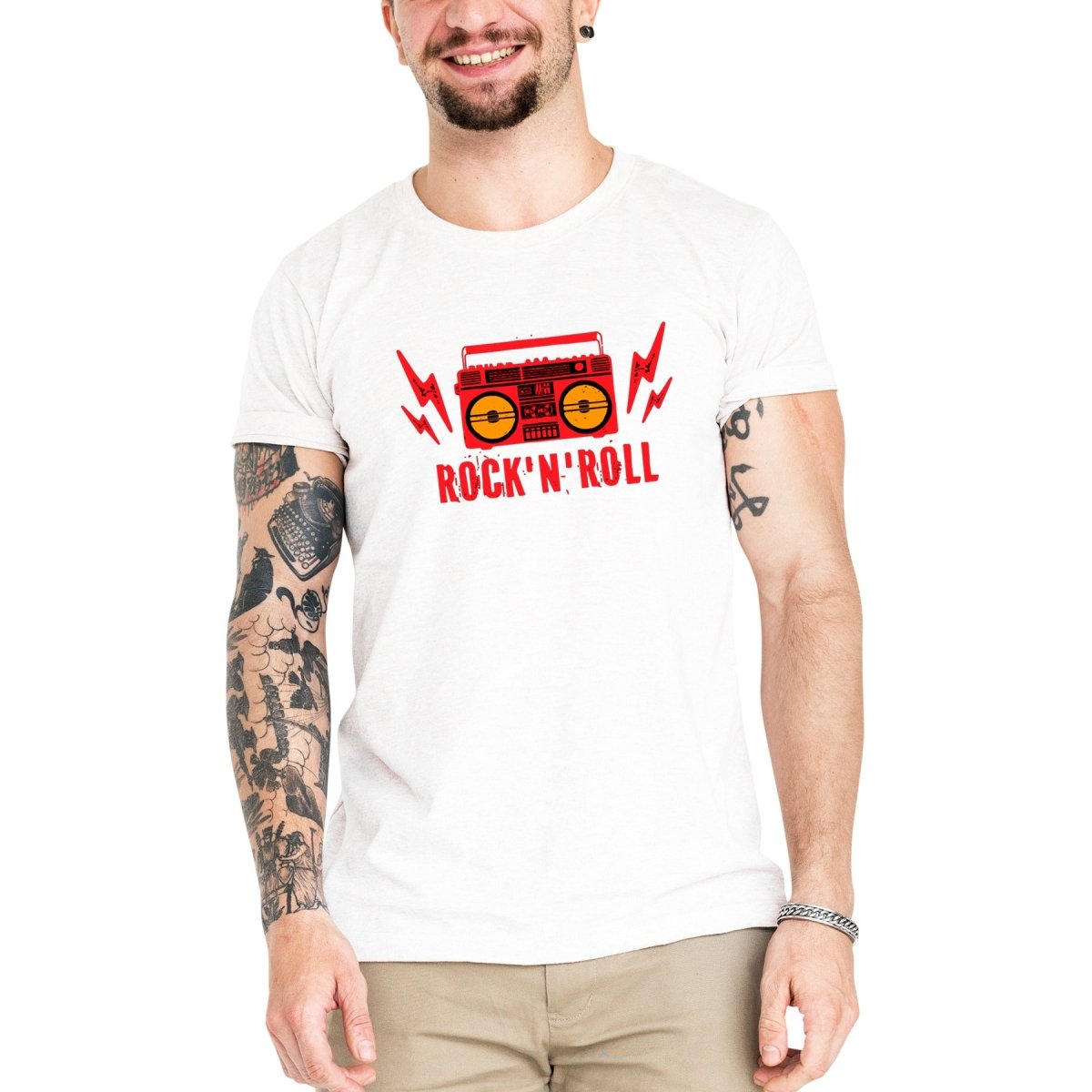 Camiseta Masculina Rock N Roll - Clube Rock - P-MASC-074-BC - P - Branca -