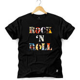 Camiseta Masculina Rock N Roll Full Bandas - Clube Rock - P - Preta -