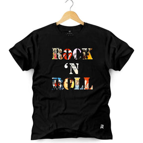 Camiseta Masculina Rock N Roll Full Bandas - Clube Rock - P - Preta -