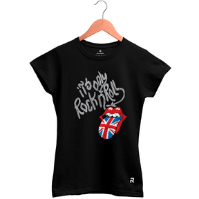 Camiseta Baby Look Feminina Rolling Stones Only - Clube Rock - P - Preta -