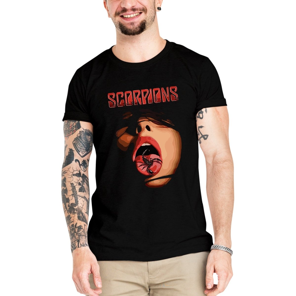 Camiseta Masculina Scorpions - Clube Rock - P - Preta -