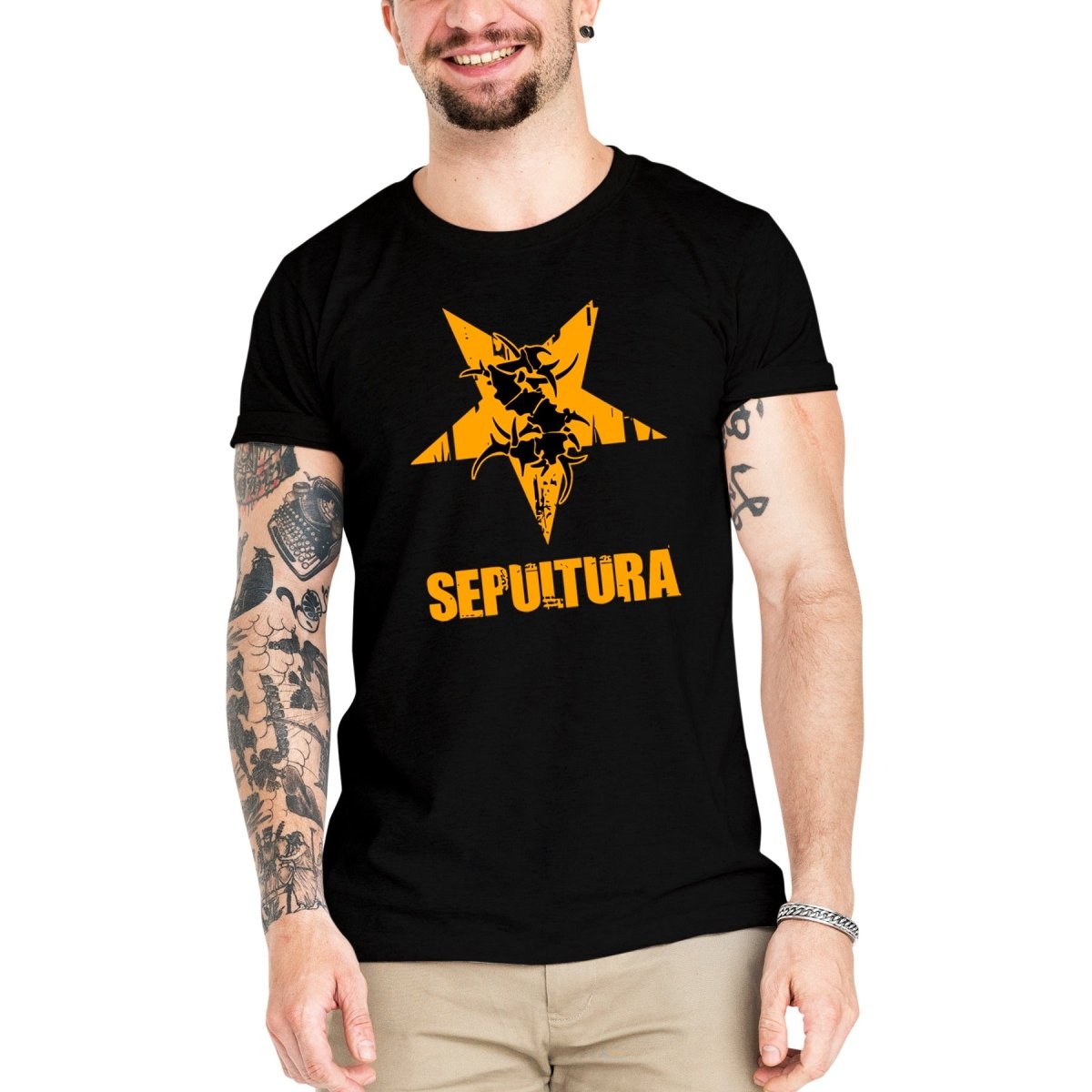 Camiseta Masculina Sepultura - Clube Rock - P - Branca -