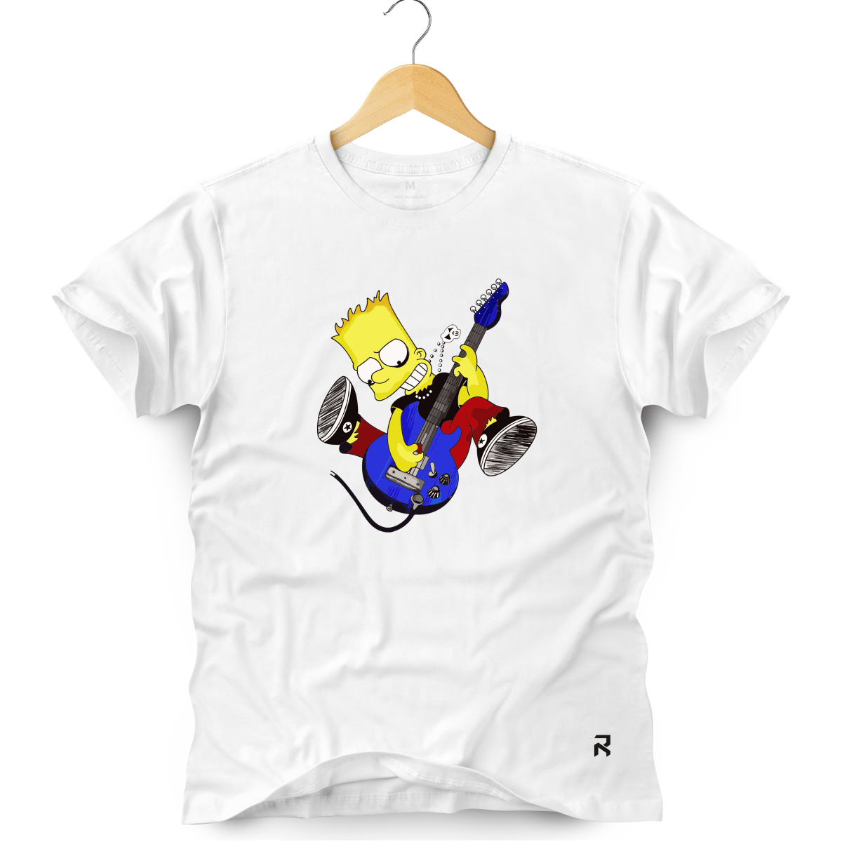 Camiseta Masculina Bart Guitar - Clube Rock - P-MASC-005-BC - P - Branca -