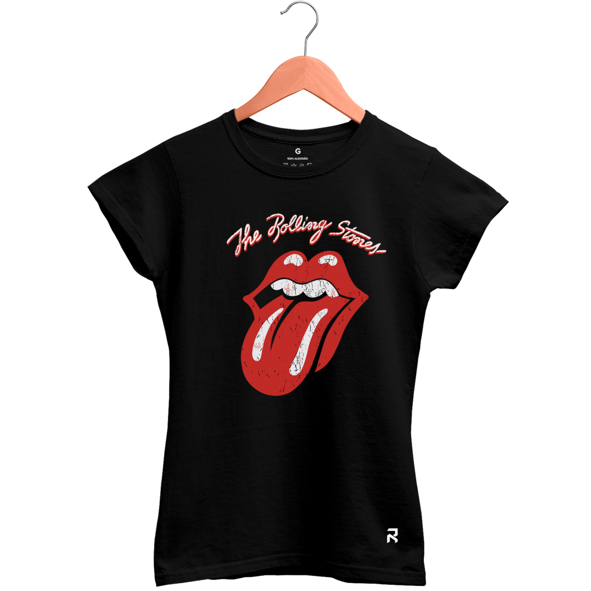 Camiseta Baby Look Feminina The Rolling Stones - Clube Rock - P - Preta -