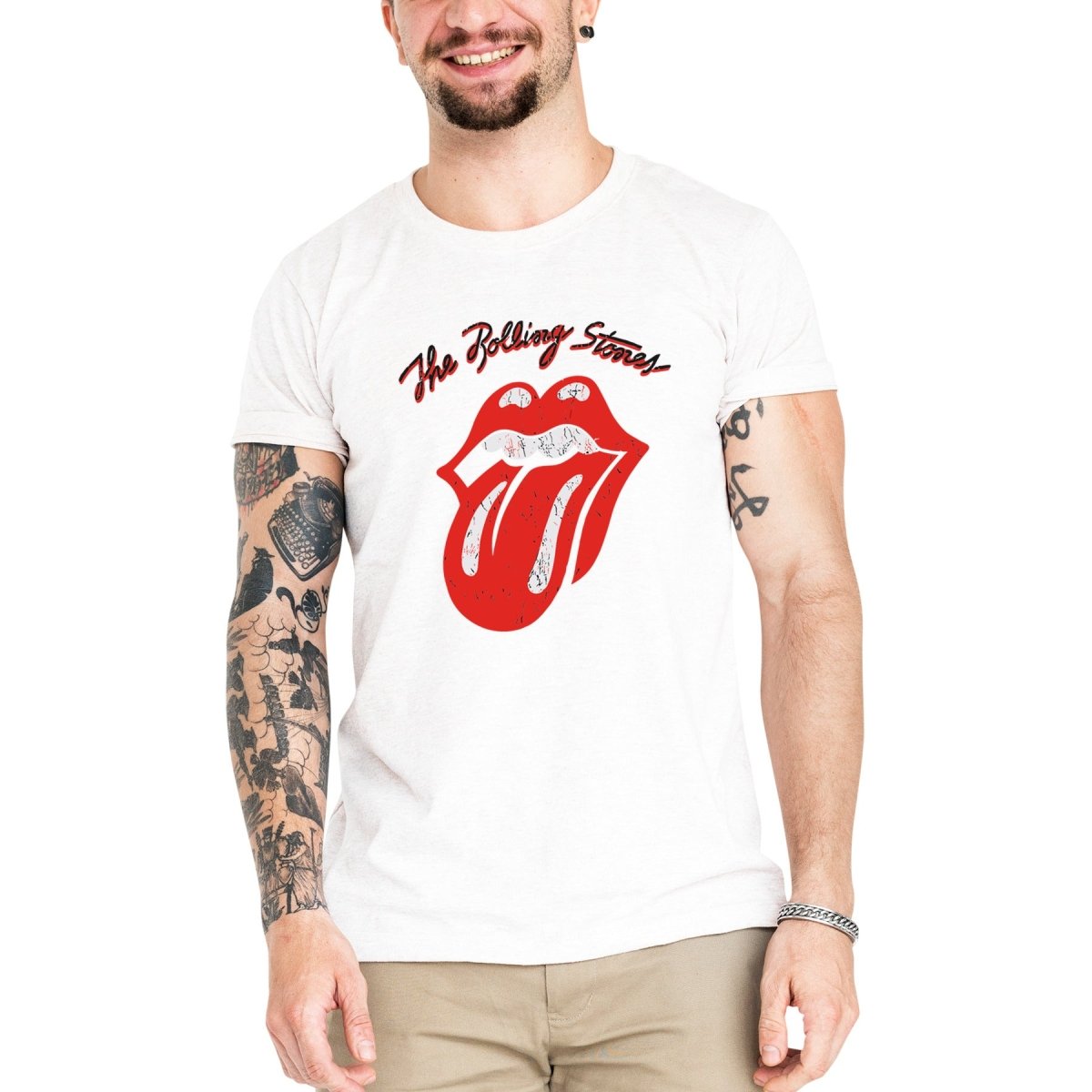 Camiseta Masculina The Rolling Stones - Clube Rock - P-MASC-087-BC - P - Branca -