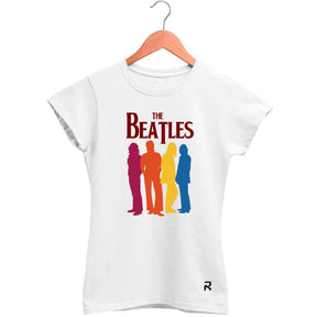 Camiseta Baby Look Feminina The Beatles Color - Clube Rock - P - Branca -