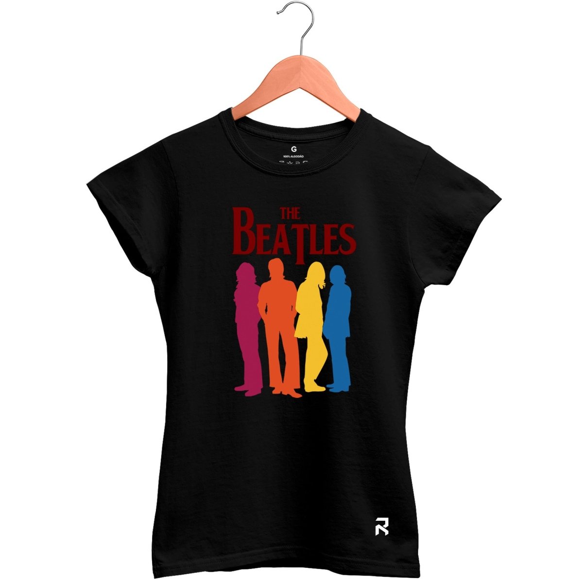 Camiseta Baby Look Feminina The Beatles Color - Clube Rock - P - Preta -