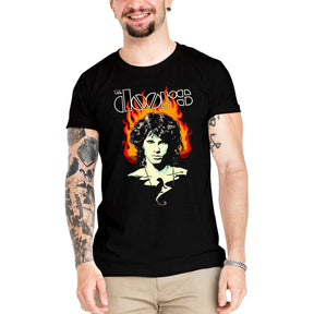 Camiseta Masculina The Doors Fire - Clube Rock - P - Preta -