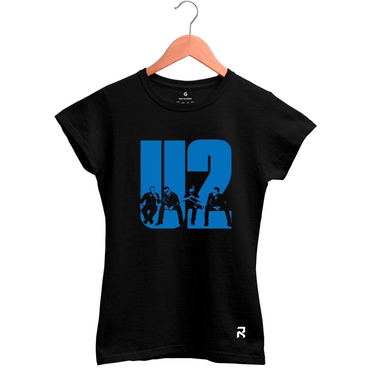 Camiseta Baby Look Feminina U2 - Clube Rock - P - Preta -