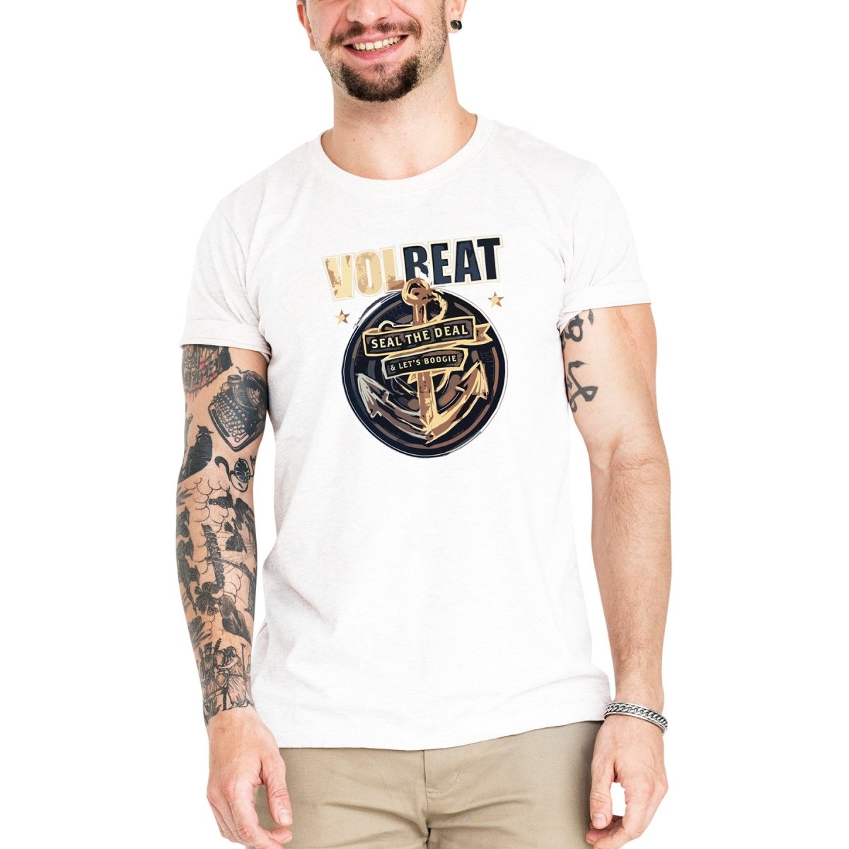 Camiseta Masculina Volbeat - Clube Rock - P - Branca -