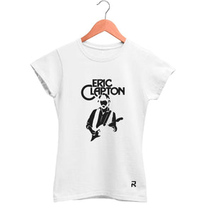 Camiseta Baby Look Feminina Eric Clapton - Clube Rock - P - Branca -