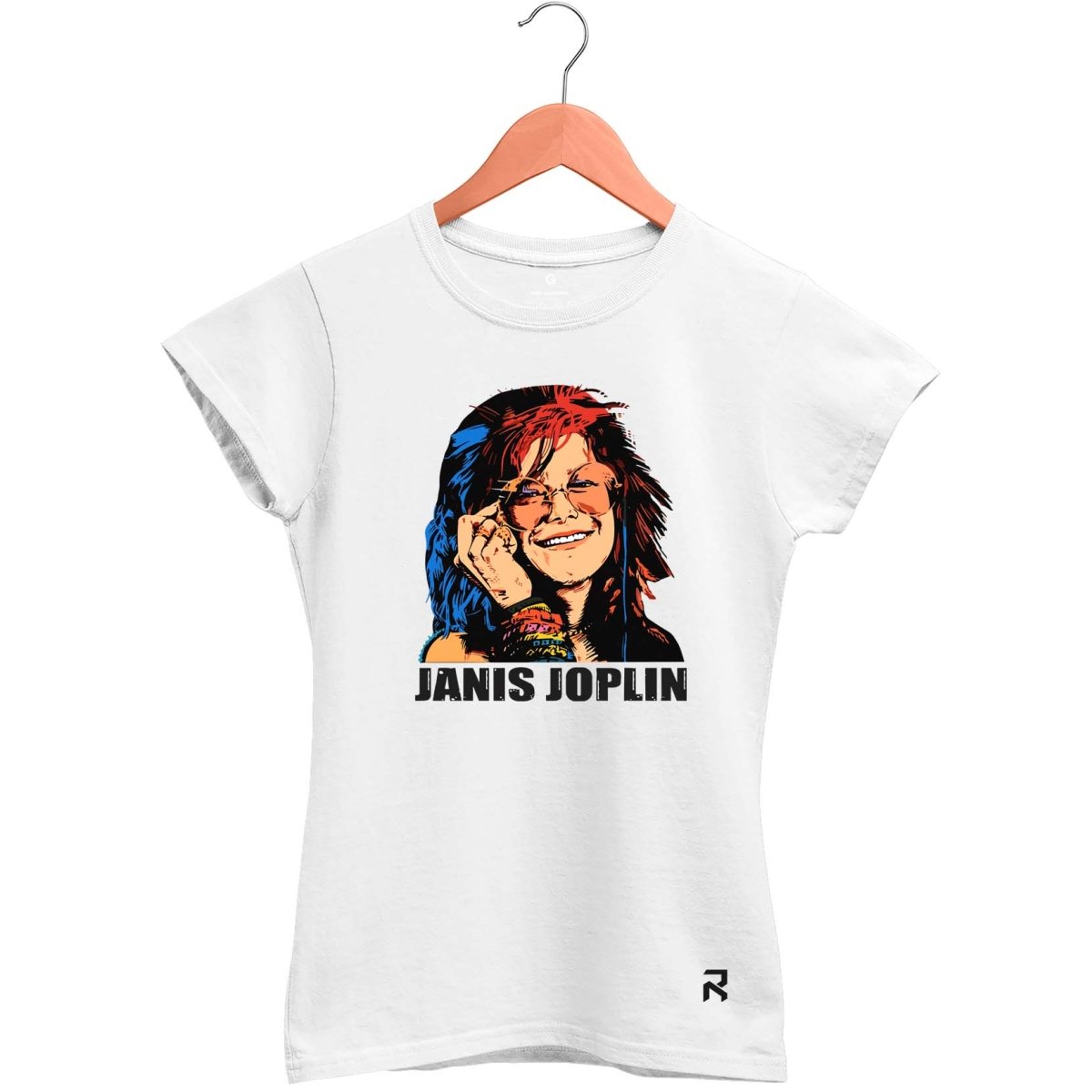 Camiseta Baby Look Feminina Janis Joplin - Clube Rock - P - Branca -