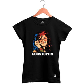 Camiseta Baby Look Feminina Janis Joplin - Clube Rock - P - Preta -