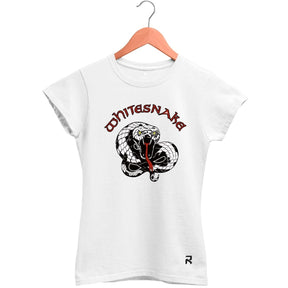 Camiseta Baby Look Feminina Whitesnake - Clube Rock - P - Branca -