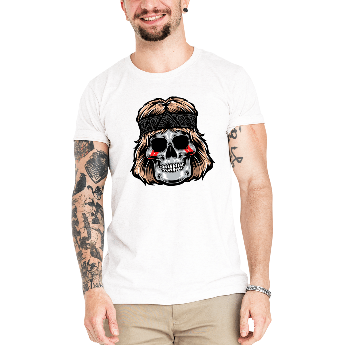 Camiseta Masculina Caveira The Rock - Clube Rock - P-MASC-019-BC - P - Branca -