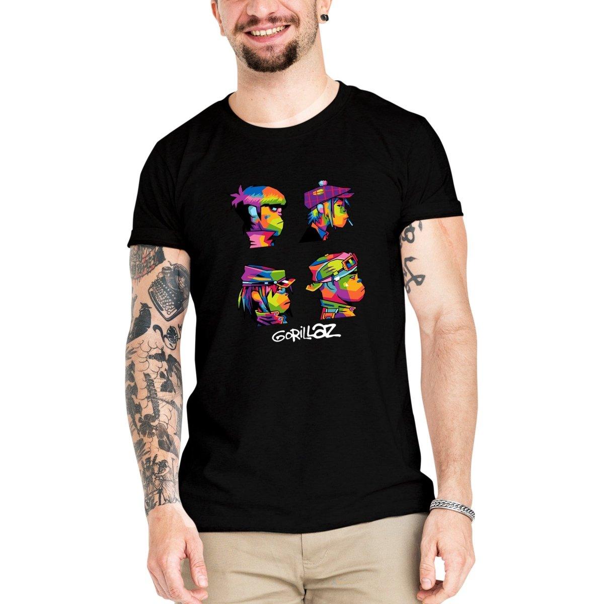 Camiseta Masculina Gorillaz Rostos - Clube Rock - P - Branca -