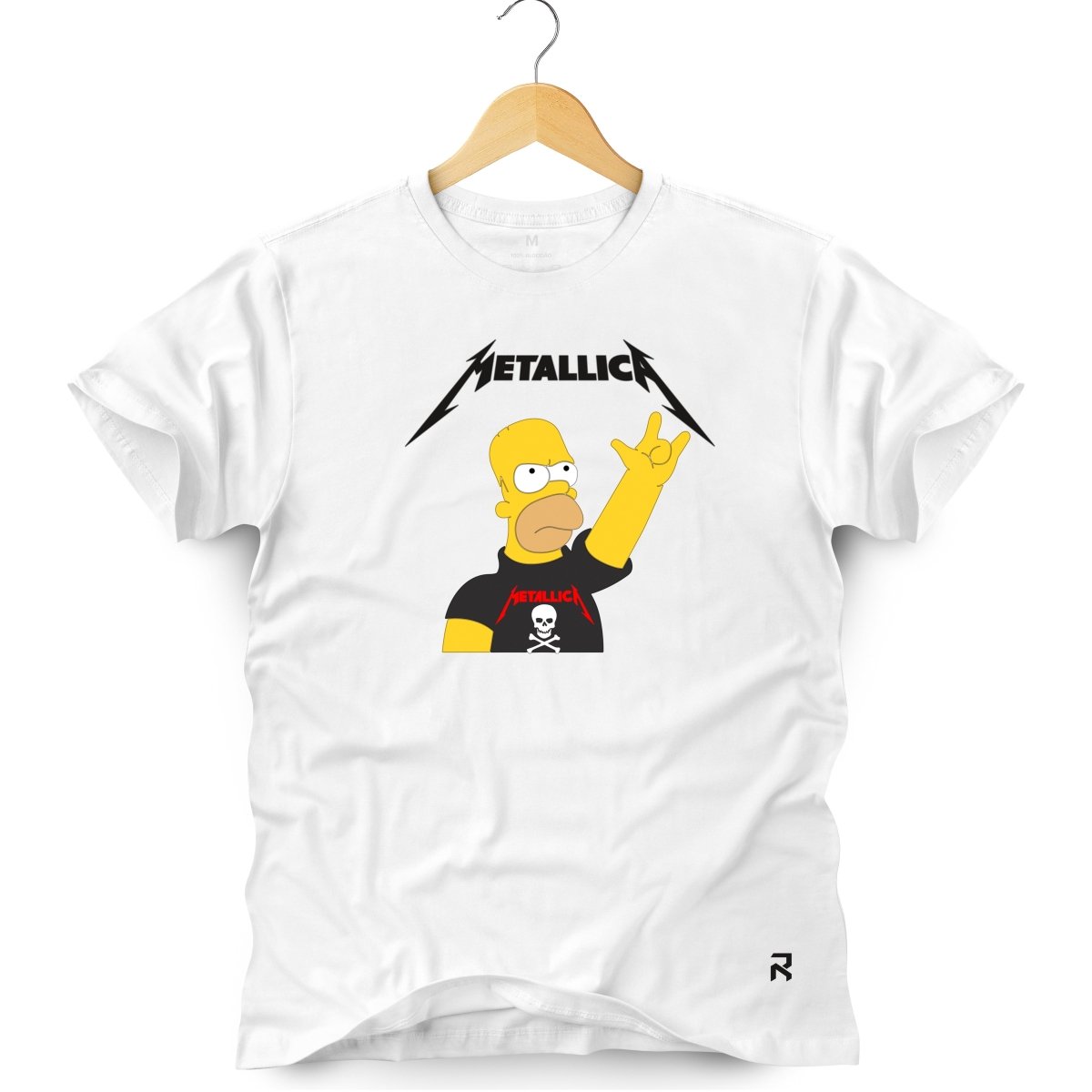 Camiseta Masculina Metallica Homer - Clube Rock - P-MASC-058-BC - P - Branca -